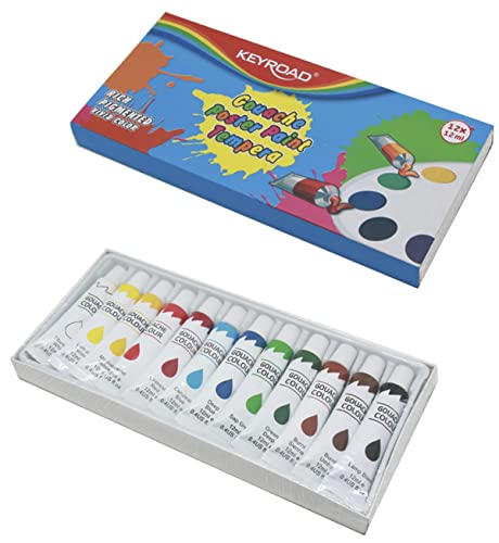 KEYROAD Temperafarben Plakatfarbe / 12 Tuben je 12 ml/Farben: rot, gelb, blau, grün, weiß, schwarz/Malfarben Bastelfarben für Kinder KEYROAD Temperafarben Plakatfarbe / 12 Tuben je 12 ml/Farben: rot, gelb, blau, grün, weiß, schwarz/Malfarben Bastelfarben für Kinder von KEYROAD