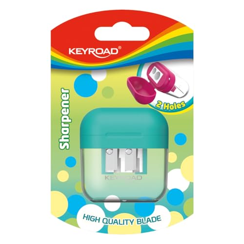 Keyroad Plastik-Anspitzer, Doppelt Bleistiftspitzer, Anspitzer Mit Behälter, 1 Stk. Spitzer, Blister, Farbmix Keyroad Plastik-Anspitzer, Doppelt Bleistiftspitzer, Anspitzer Mit Behälter, 1 Stk. Spitzer, Blister, Farbmix von KEYROAD
