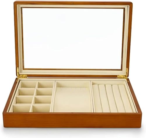 KEuLen Schmuckkästchen für Damen, Schmuckschatulle aus Holz, Schmuckschatulle und Organizer, Ring-Display-Tablett, Armband-Aufbewahrungsbox(B1) von KEuLen