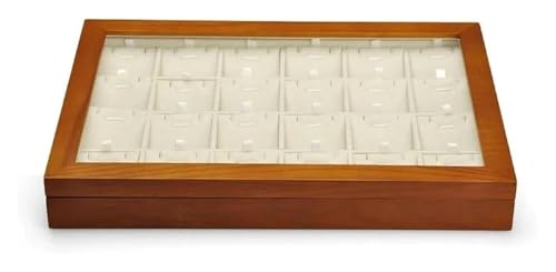 KEuLen Schmuckkästchen für Damen, Schmuckschatulle aus Holz mit durchsichtigem Deckel, stapelbare Aufbewahrungsbox aus Holz, Schmuckringboxen aus Massivholz for Schmuck(Beige D) von KEuLen