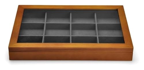 KEuLen Schmuckkästchen für Damen, Schmuckschatulle aus Holz mit durchsichtigem Deckel, stapelbare Aufbewahrungsbox aus Holz, Schmuckringboxen aus Massivholz for Schmuck(Dark Grey a) von KEuLen