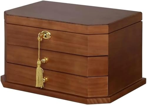 KEuLen Schmuckkästchen für Damen, Schmuckschatulle aus Holz mit mehrschichtiger Schublade, Retro-Aufbewahrungsbox for Ringe, Ohrringe, Halsketten und Armbänder KEuLen Schmuckkästchen für Damen, Schmuckschatulle aus Holz mit mehrschichtiger Schublade, Retro-Aufbewahrungsbox for Ringe, Ohrringe, Halsketten und Armbänder von KEuLen