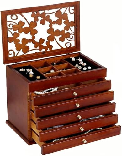 KEuLen Schmuckschatulle aus Holz, Durchbrochene Schnitzerei Desktop Mehrzweck-Aufbewahrungsbox for Schmuck Schmuckkästchen KEuLen Schmuckschatulle aus Holz, Durchbrochene Schnitzerei Desktop Mehrzweck-Aufbewahrungsbox for Schmuck Schmuckkästchen von KEuLen