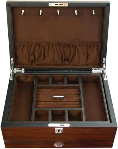 KEuLen Schmuckschatulle aus Holz, Mehrschichtige Aufbewahrungsbox for Ringe, Ohrringe, Halsketten, Armbänder, Uhren, kleine Schmuckaufbewahrungsbox aus Holz(A) von KEuLen