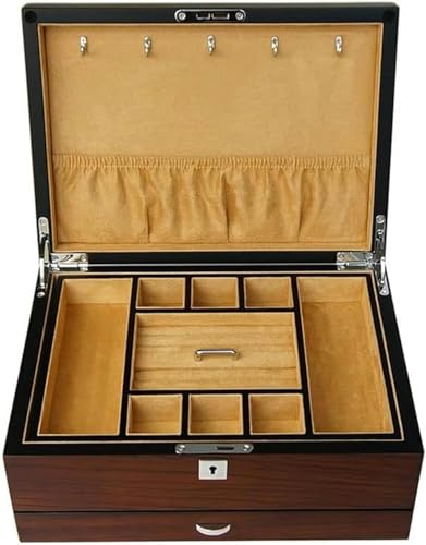 KEuLen Schmuckschatulle aus Holz, Mehrschichtige Aufbewahrungsbox for Ringe, Ohrringe, Halsketten, Armbänder, Uhren, kleine Schmuckaufbewahrungsbox aus Holz(B) von KEuLen