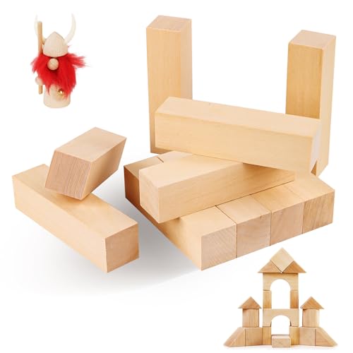 10 Stück Natürliches Holzblock - Schnitzholz (10x2,5x2,5cm) - Holz zum Schnitzen Drechseln Bastelset - Praktische Drechselholz Rohlinge aus Zirbenholz - Schnitzholz für Kinder und Erwachsene von KFDDRN