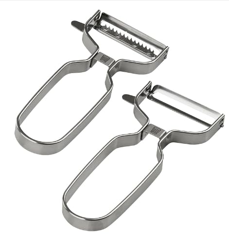 2 Stück Y-Peeler, Pendelklinge aus Edelstahl mit doppelter Schneide, Gezackter Sparschäler mit ergonomischem, rutschfestem Griff, für Küche, Obst, Karotten, Kartoffeln 2 Stück Y-Peeler, Pendelklinge aus Edelstahl mit doppelter Schneide, Gezackter Sparschäler mit ergonomischem, rutschfestem Griff, für Küche, Obst, Karotten, Kartoffeln von KFDDRN