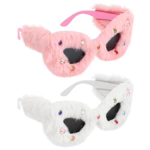 KFDDRN Plüsch Sonnenbrille, Lustige Sonnenbrillen Katzenauge Brille Damen Flauschige Ros Cat Eye Sonnenbrillen Set Festival Brille Party Maskerade KFDDRN Plüsch Sonnenbrille, Lustige Sonnenbrillen Katzenauge Brille Damen Flauschige Ros Cat Eye Sonnenbrillen Set Festival Brille Party Maskerade von KFDDRN