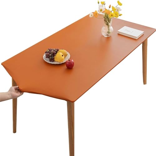KFDZSW Tischdecke Abwischbare Tischdecke, Wasserdicht Elastische PVC Fitted Vinyl Tischabdeckung Schutz Rechteckig, Für Küche Indoor Outdoor Picknick Camping (Orange,70X120CM) von KFDZSW