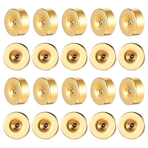 KFHENSOMR 20 Stück Edelstahl-Ohrring-Verschlüsse, 2 mm, flache Ohrring-Verschlüsse, Schraubverschluss, Schraubverschluss, goldfarben, 0,8 mm (20 Gauge), für Damen und Herren, Ohrstecker, zierliche von KFHENSOMR