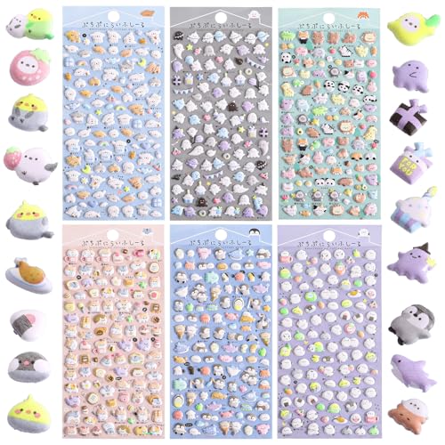 KFHENSOMR 6 Blatt Niedliche Mini Puffy Sticker, Süße Mini 3D Aufkleber Kinder Kawaii Tiere Wasserdicht Tiere Sticker DIY Set Winzige für Handyhüllen Notizbuch Scrapbooking KFHENSOMR 6 Blatt Niedliche Mini Puffy Sticker, Süße Mini 3D Aufkleber Kinder Kawaii Tiere Wasserdicht Tiere Sticker DIY Set Winzige für Handyhüllen Notizbuch Scrapbooking von KFHENSOMR