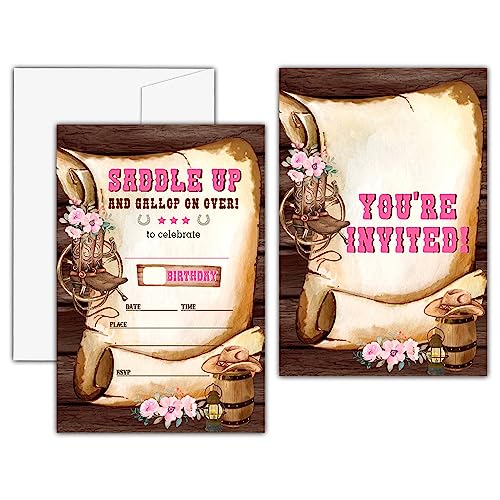 Country Western Geburtstagseinladungen, rustikales Holz und Vintage-Blumenmuster, Geburtstagsparty-Einladungskarte für Mädchen, Cowgirl-Geburtstagsparty-Gastgeschenke und Feier-Zubehör (20 Einladungen Country Western Geburtstagseinladungen, rustikales Holz und Vintage-Blumenmuster, Geburtstagsparty-Einladungskarte für Mädchen, Cowgirl-Geburtstagsparty-Gastgeschenke und Feier-Zubehör (20 Einladungen von KFNER