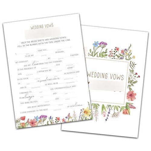 KFNER Wildflower Wedding Shower Games, Wedding Vows Mad Libs Bridal Shower Games Cards, Spring Flowers Bachelorette Party Game Ideas, Engagement Party Supplies & Activity, Set of 30 Cards -A03 von KFNER