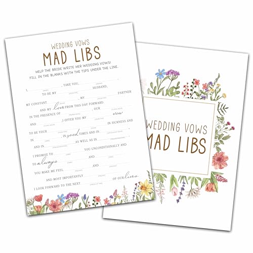KFNER Wildflower Wedding Shower Games, Wedding Vows Mad Libs Bridal Shower Games Cards, Spring Flowers Bachelorette Party Game Ideas, Engagement Party Supplies & Activity, Set of 30 Cards -A03 von KFNER