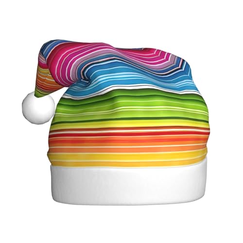KFRXXZQB Bunte mexikanische Streifen – bedruckte Weihnachtsmütze für Erwachsene – festliche Weihnachtsmannmützen für Erwachsene – leicht und bequem für Weihnachtsfeiern, Partys, Feiertage. von KFRXXZQB