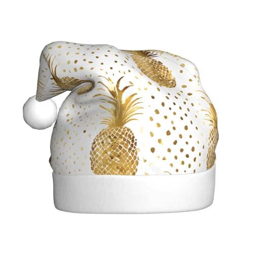 KFRXXZQB Goldene glitzernde Ananas-Druck für Erwachsene, Plüsch-Weihnachtsmützen – festliche Weihnachtsmannmützen für Erwachsene – leicht und bequem für Weihnachtsfeiern, Partys, Feiertage. KFRXXZQB Goldene glitzernde Ananas-Druck für Erwachsene, Plüsch-Weihnachtsmützen – festliche Weihnachtsmannmützen für Erwachsene – leicht und bequem für Weihnachtsfeiern, Partys, Feiertage. von KFRXXZQB