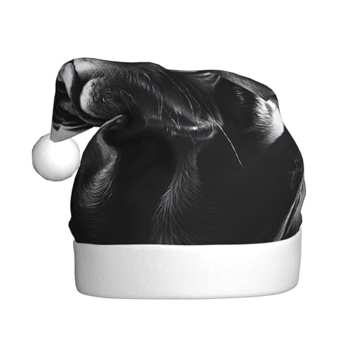 KFRXXZQB Niedlicher schwarzer Mops-Hund, bedruckt, Plüsch-Weihnachtsmützen für Erwachsene, leichte und bequeme Weihnachtsfeiern, Partys, Feiertage. KFRXXZQB Niedlicher schwarzer Mops-Hund, bedruckt, Plüsch-Weihnachtsmützen für Erwachsene, leichte und bequeme Weihnachtsfeiern, Partys, Feiertage. von KFRXXZQB