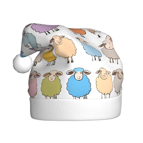 KFRXXZQB Niedliches buntes Schaf-Cartoon-Muster – Druck für Erwachsene – festliche Weihnachtsmützen für Erwachsene – leichte und bequeme Weihnachtsfeiern, Partys, Feiertage. KFRXXZQB Niedliches buntes Schaf-Cartoon-Muster – Druck für Erwachsene – festliche Weihnachtsmützen für Erwachsene – leichte und bequeme Weihnachtsfeiern, Partys, Feiertage. von KFRXXZQB
