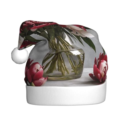 KFRXXZQB Pfingstrosenblüten – Druck für Erwachsene, Plüsch-Weihnachtsmützen – festliche Weihnachtsmannmützen für Erwachsene – leicht und bequem für Weihnachten, Partys, Feiertage. KFRXXZQB Pfingstrosenblüten – Druck für Erwachsene, Plüsch-Weihnachtsmützen – festliche Weihnachtsmannmützen für Erwachsene – leicht und bequem für Weihnachten, Partys, Feiertage. von KFRXXZQB