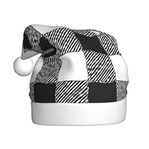 KFRXXZQB Schwarz-weißes Karomuster, Plüsch-Weihnachtsmützen für Erwachsene, leichte und bequeme Weihnachtsfeiern, Partys, Feiertage. KFRXXZQB Schwarz-weißes Karomuster, Plüsch-Weihnachtsmützen für Erwachsene, leichte und bequeme Weihnachtsfeiern, Partys, Feiertage. von KFRXXZQB