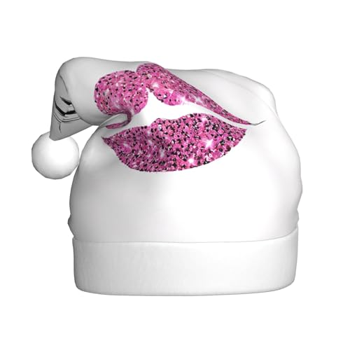 KFRXXZQB Weihnachtsmützen für Erwachsene mit Wimpernlippen-Druck, Plüsch-Weihnachtsmützen für Erwachsene, leichte und bequeme Weihnachtsfeiern, Partys, Feiertage. von KFRXXZQB