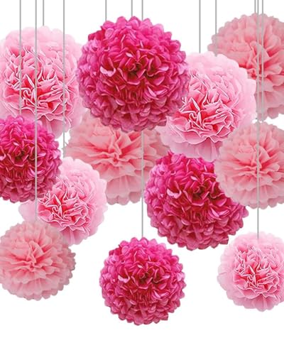 KGDUYC 12 PCS papier Pompons Set, Pompons Deko Warmes Thema, Seidenpapier Pompons Papier Blume, Rosa hellrosa Pom Poms Papier für Hochzeit,Geburtstag,Party KGDUYC 12 PCS papier Pompons Set, Pompons Deko Warmes Thema, Seidenpapier Pompons Papier Blume, Rosa hellrosa Pom Poms Papier für Hochzeit,Geburtstag,Party von KGDUYC