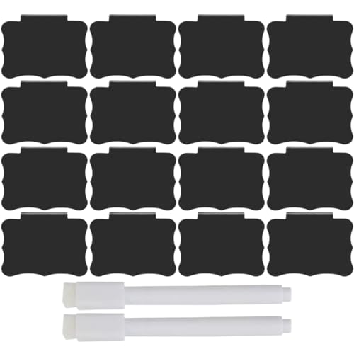 KGDUYC 12 Stück Etikettenhalter - Korb Etiketten, Abnehmbare Clips Etiketten mit 2 Whiteboard-Stift, Schwarze Korb Etiketten Clip Regal Etikettenhalter für Die Lagerung Bin Korb Box von KGDUYC