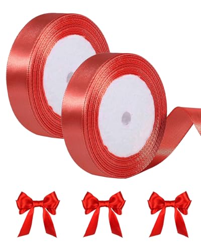 KGDUYC 2 Stück Satinband Rot, 20mm Schleifenband Rot, 22m Geschenkband Rot Breit, Geschenkband Hochzeit Stoff, Rotenes Geschenk Band Geschenkbänder für Taufe Geburtstag Deko Geschenkverpackung KGDUYC 2 Stück Satinband Rot, 20mm Schleifenband Rot, 22m Geschenkband Rot Breit, Geschenkband Hochzeit Stoff, Rotenes Geschenk Band Geschenkbänder für Taufe Geburtstag Deko Geschenkverpackung von KGDUYC