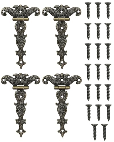 KGDUYC 4 pcs Antike Scharniere, Torscharnier Zinklegierung, Möbelbänder Antik, Retro-Scharnier mit Befestigungsschrauben, für Schrank, Schublade Tür, BüCherregal, Holzkasten KGDUYC 4 pcs Antike Scharniere, Torscharnier Zinklegierung, Möbelbänder Antik, Retro-Scharnier mit Befestigungsschrauben, für Schrank, Schublade Tür, BüCherregal, Holzkasten von KGDUYC