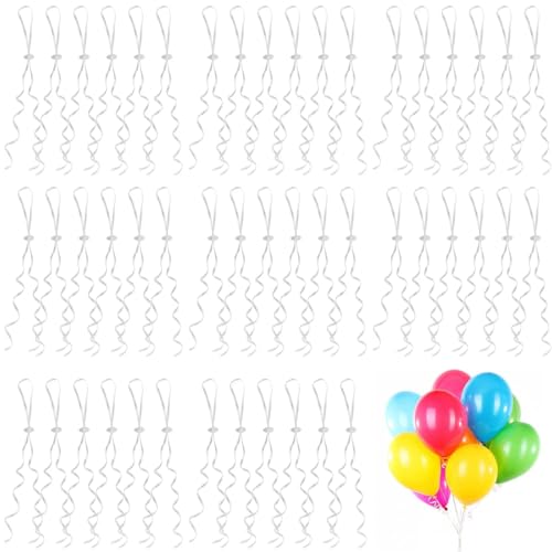 KGDUYC 50 Stück Ballonverschlüsse Helium mit Schnur - Ballonband für Machen Luftballon Girlande, Weiß Luftballon Verschluss, Luftballon Schnur mit für Hochzeitsfeier、Geburtstag、Party von KGDUYC