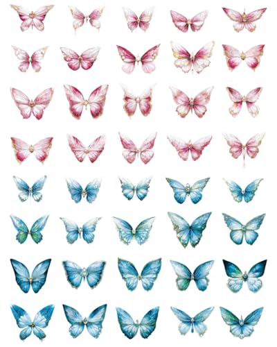 KGDUYC 80 pcs mit 2 Themen Schmetterlings-Aufkleber-Set, Eiskristalle, holografisch, PET, glänzend, Kunstharz,Simulierter Schmetterling，wasserfest, transparent, Aufkleber für Scrapbooking-Zubehör von KGDUYC