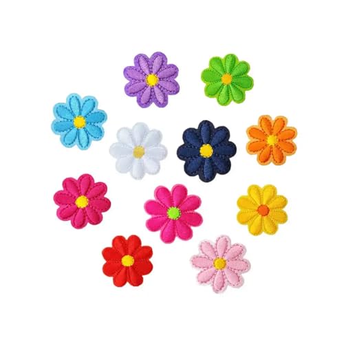 KGDUYC Aufbügler,Bunte Blumenstickerei-Stoffaufkleber, süße kleine Blumen-Patchaufkleber, bestickte Kleidungsaccessoires (24 Stück) von KGDUYC