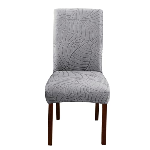 KGDUYC Dining Chair Slipcovers,Stuhlbezug mit Rückenlehne, dehnbarer weicher Samtstoff, Grauer Blattdruck von KGDUYC