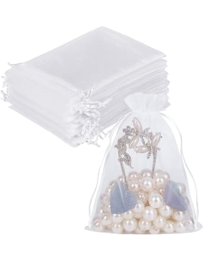 KGDUYC Organzasäckchen 50 pcs Organzabeutel Schmuckbeutel Hochzeit Säckchen Geschenkbeutel Organzabeutel, Weiß (15x20cm) von KGDUYC