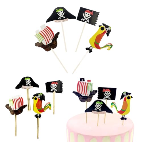 KGDUYC Piraten Tortendeko - 24Pcs für Piraten Kindergeburtstag, Piratenparty, Piraten Muffin, Piraten Kuchen Topper, Kuchendeko Geburtstag Junge, Piratenschiff Kuchen Deko von KGDUYC