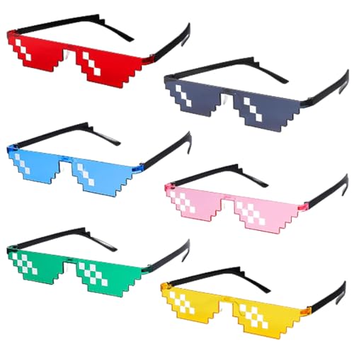 KGDUYC Pixel Sonnenbrille - 6Pcs Brille Life Brille Mehrfarbige Kunststoff Pixel SonnenbrillenGeeignet für Partyurlaub lustige Dekoration Brille von KGDUYC