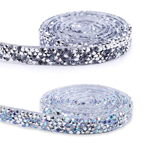 KGDUYC Ribbons,2 Stück 10 mm Selbstklebende Strass-Diamantbänder, DIY-Glitzer selbstklebend für dekorative Bastelarbeiten (1 Code,91 m) von KGDUYC