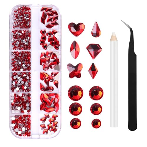 KGDUYC Strasssteine für Nägel,Rote Nageldekoration, Strass-Nagelglitter, geeignet für DIY-Gesichts-Make-up-Maniküre-Dekoration KGDUYC Strasssteine für Nägel,Rote Nageldekoration, Strass-Nagelglitter, geeignet für DIY-Gesichts-Make-up-Maniküre-Dekoration von KGDUYC