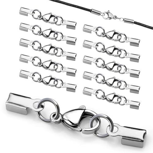 Kettenverschluss Edelstahl Zum Basteln Lederband Ketten Verschlüsse für Armbänder 10 Stück Verschluss Schmuckverschluss für DIY Ketten Lederband Schmuck Silber Kettenverschluss Edelstahl Zum Basteln Lederband Ketten Verschlüsse für Armbänder 10 Stück Verschluss Schmuckverschluss für DIY Ketten Lederband Schmuck Silber von KGGZKG