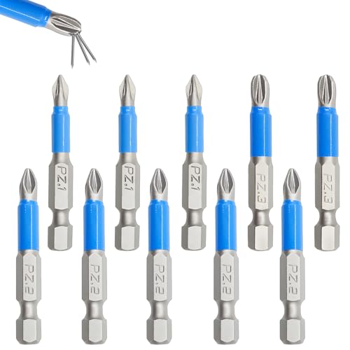 10-teiliges magnetisches Schlagschrauber-Bit-Set – S2 legierter Stahl PZ1/PZ2/PZ3 Schraubendreher-Bits für elektrische Bohrmaschinen, 50 mm hohe magnetische Bohrer-Bit-Set für Hausreparatur 10-teiliges magnetisches Schlagschrauber-Bit-Set – S2 legierter Stahl PZ1/PZ2/PZ3 Schraubendreher-Bits für elektrische Bohrmaschinen, 50 mm hohe magnetische Bohrer-Bit-Set für Hausreparatur von KGJAXF