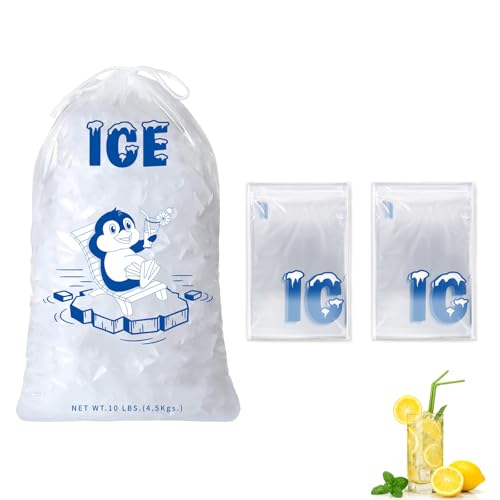 Eiswürfelbeutel mit Kordelzug für Gefrierschrank, strapazierfähig, 3,6 kg Kapazität, Eisbeutel mit Kordelzug, ideal für Camping, Picknicks und Zuhause (28 x 45 cm), 20 Stück von KGJAXF