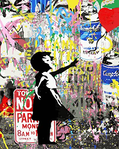 KGLGCY DIY Malen nach Zahlen Kit Abstrakte Graffiti Malen nach Zahlen Ölgemälde für Erwachsene Kinder Anfänger Acrylpigment Leinwanddruck Home Haus Deko 40 X 50 cm von KGLGCY