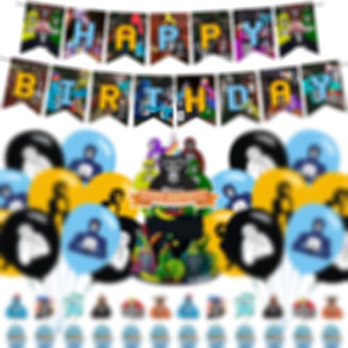 Gorilla Affe Partyzubehör, Videospiel-Geburtstagsdekorationsset enthalten Banner, Luftballons, Kuchen-Cupcake-Topper für Fans, Erwachsene, Geburtstagsmottoparty-Dekorationen Gorilla Affe Partyzubehör, Videospiel-Geburtstagsdekorationsset enthalten Banner, Luftballons, Kuchen-Cupcake-Topper für Fans, Erwachsene, Geburtstagsmottoparty-Dekorationen von KGNZUIZIU