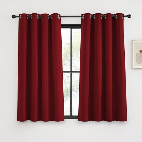 KGORGE Vorhang Blickdicht Rot Verdunklungsvorhänge 145 x 140 cm(HxB) Fenster Gardinen mit Ösen Kurz Vorhänge Schlafzimmer Kurzgardine Modern Thermal Curtains Scheibengardine von KGORGE