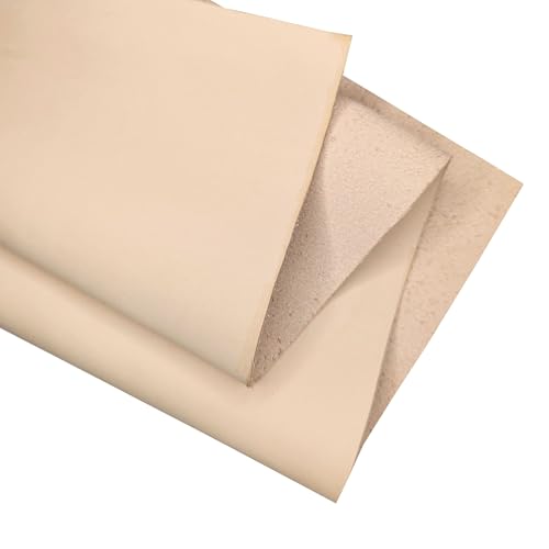 Echte Lederblätter | Vollnarbiges Prägeleder | 1,3–1,5 mm | Dickes Rindslederblatt für Lederarbeiten und Reparaturen von Kozmo (Cremefarbenes Pflanzlich Gegerbtes (Creme Veg Tan), 15 x 30 cm) von KGS
