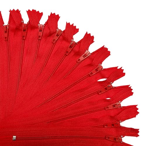 KGS Reißverschlüsse | Einfarbig: Rot| Größe: 10 cm / 4 Zoll | 20 Stück pro Packung | Reißverschlüsse zur Herstellung von Taschen, Beuteln, Kissenbezügen KGS Reißverschlüsse | Einfarbig: Rot| Größe: 10 cm / 4 Zoll | 20 Stück pro Packung | Reißverschlüsse zur Herstellung von Taschen, Beuteln, Kissenbezügen von KGS