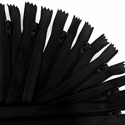 KGS Reißverschluss Nylon | 23 cm | 100 Stück/Packung (Schwarz) von KGS