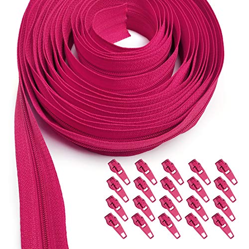 KGS Reißverschluss von Yard| Nylon-Reißverschlussrolle | 4 Yard und 20 Reißverschlussschieber (Rosa) von KGS