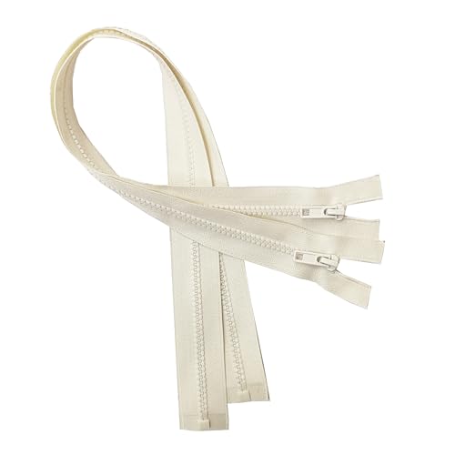 KGS Teilbare Reißverschlüsse | 5mm Reißverschluss Kunststoff für Jacken | 2 Stück pro Packung (Creme, 45 CM) von KGS