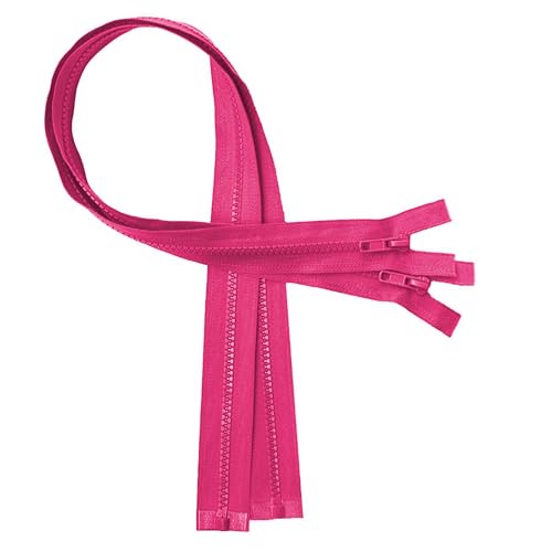 KGS Teilbare Reißverschlüsse | 5mm Reißverschluss Kunststoff für Jacken | 2 Stück pro Packung (Leuchtend Rosa, 55 CM) von KGS